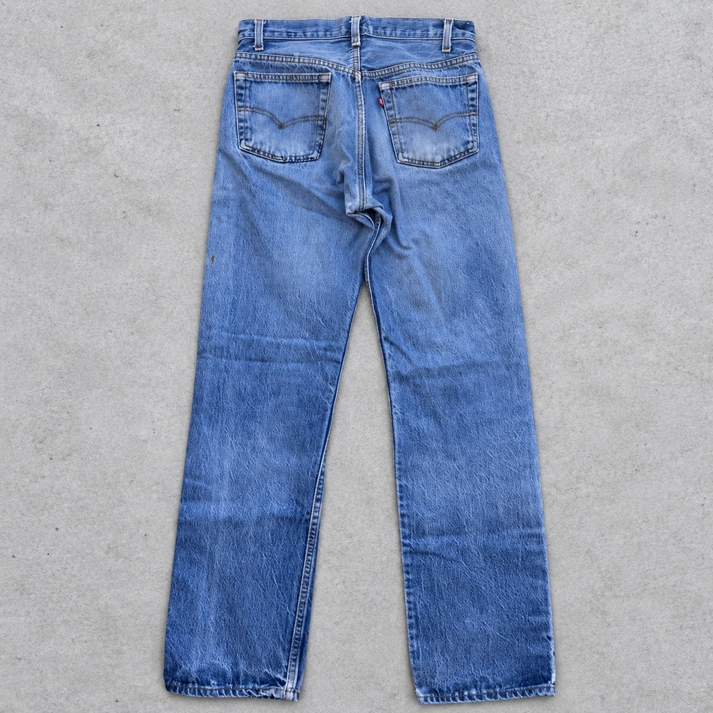Vintage 80s Levis 501 Straight Leg Button Fly Jeans Blue Denim 30x30 USA Made